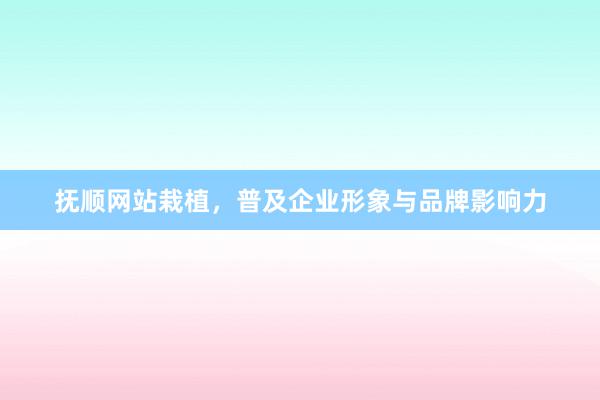抚顺网站栽植，普及企业形象与品牌影响力