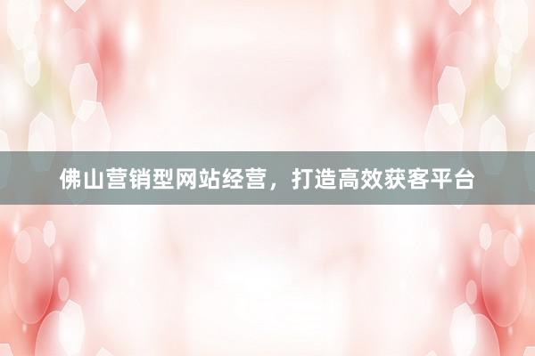 佛山营销型网站经营，打造高效获客平台